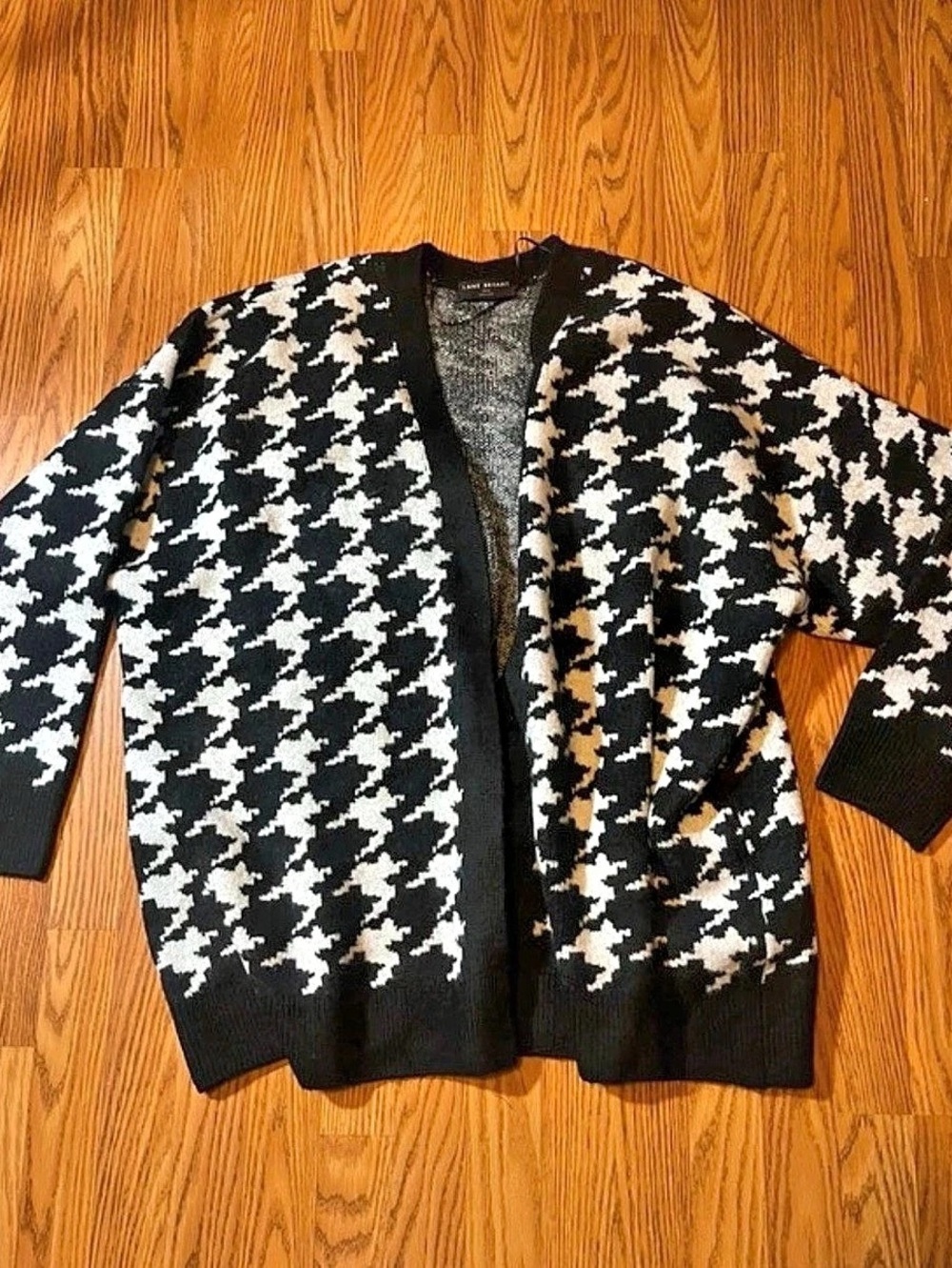 Lane Bryant Plus Open-Front Houndstooth Cardigan Black & White 22/24